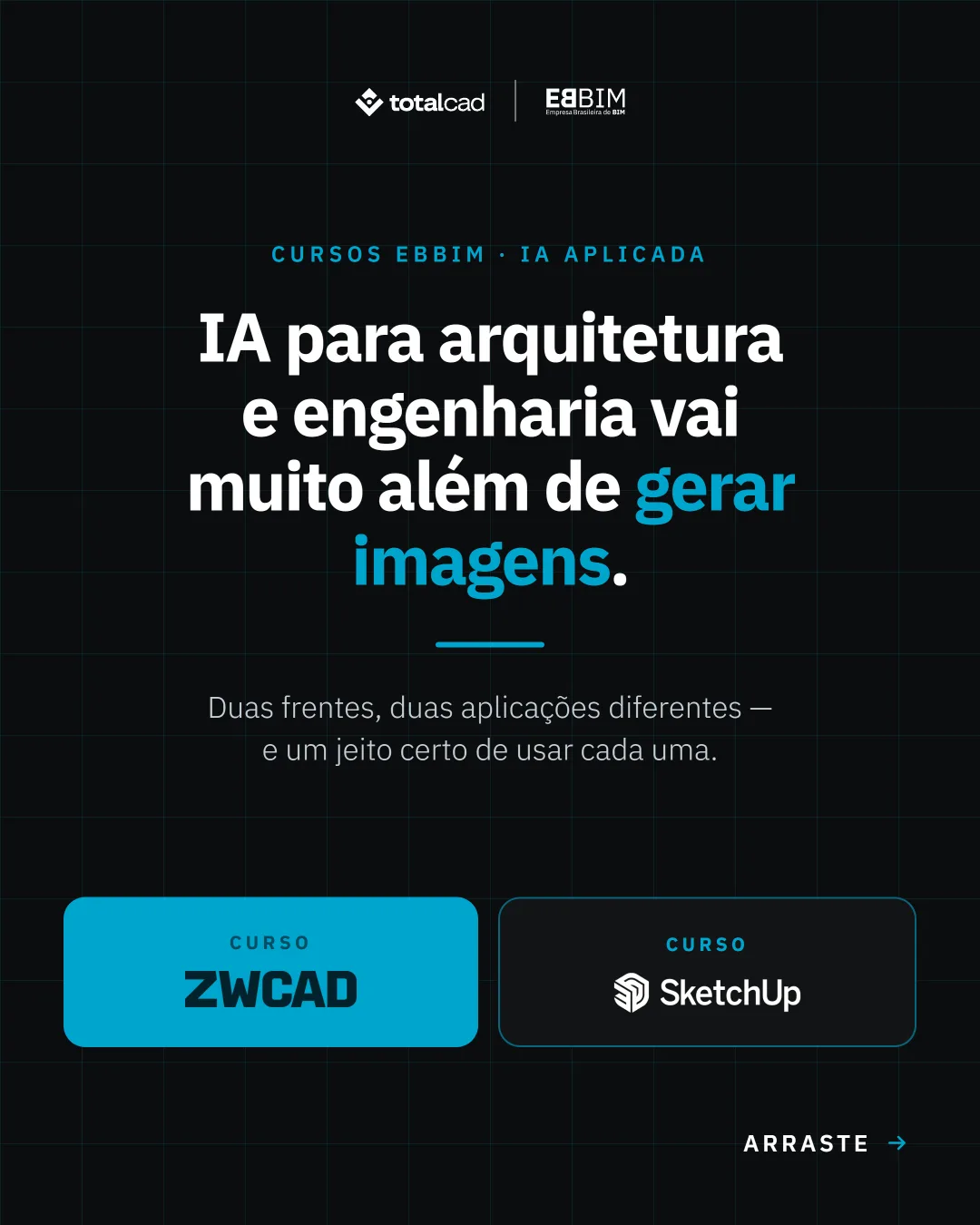 EBBIM — carrossel Cursos de IA no ZWCAD e SketchUp Pro