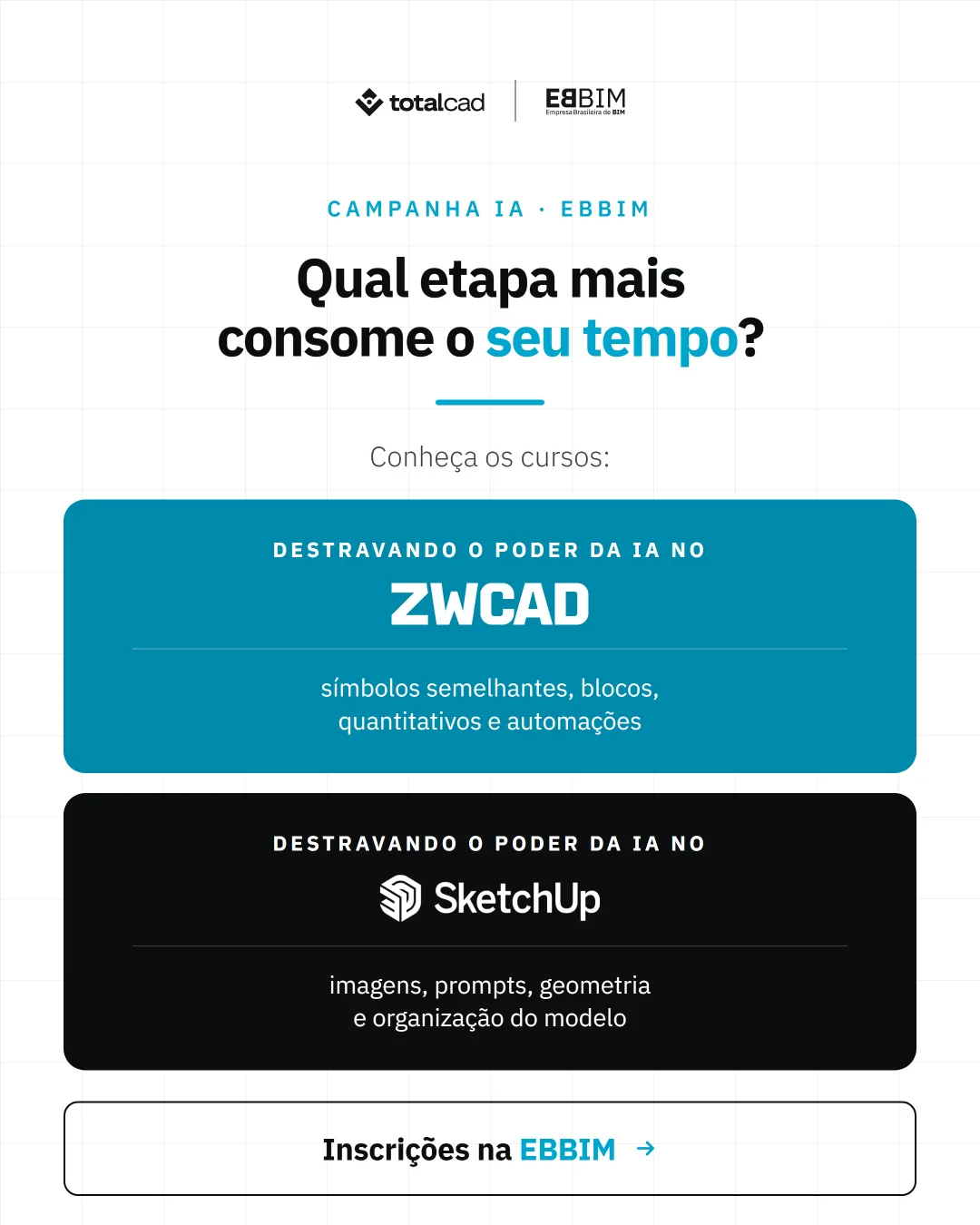 EBBIM — carrossel Cursos de IA no ZWCAD e SketchUp Pro