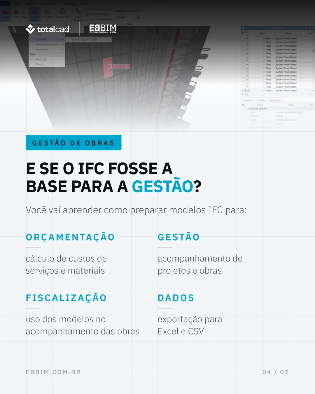 EBBIM — carrossel Curso IFC: O IFC não termina no botão exportar