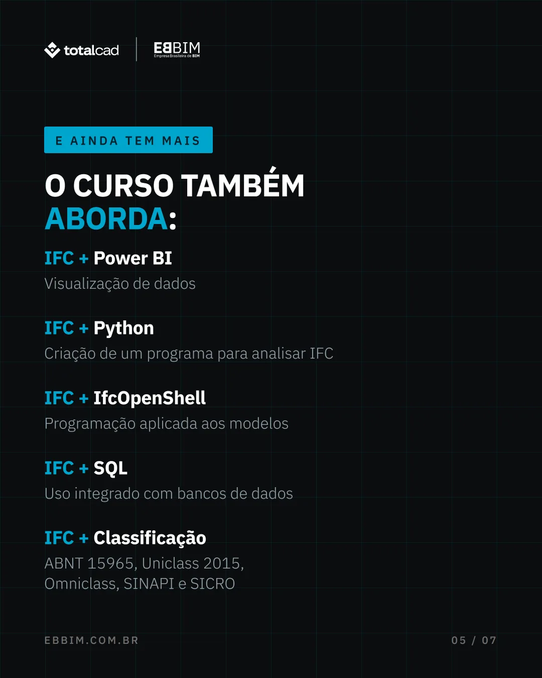 EBBIM — carrossel Curso IFC: O IFC não termina no botão exportar