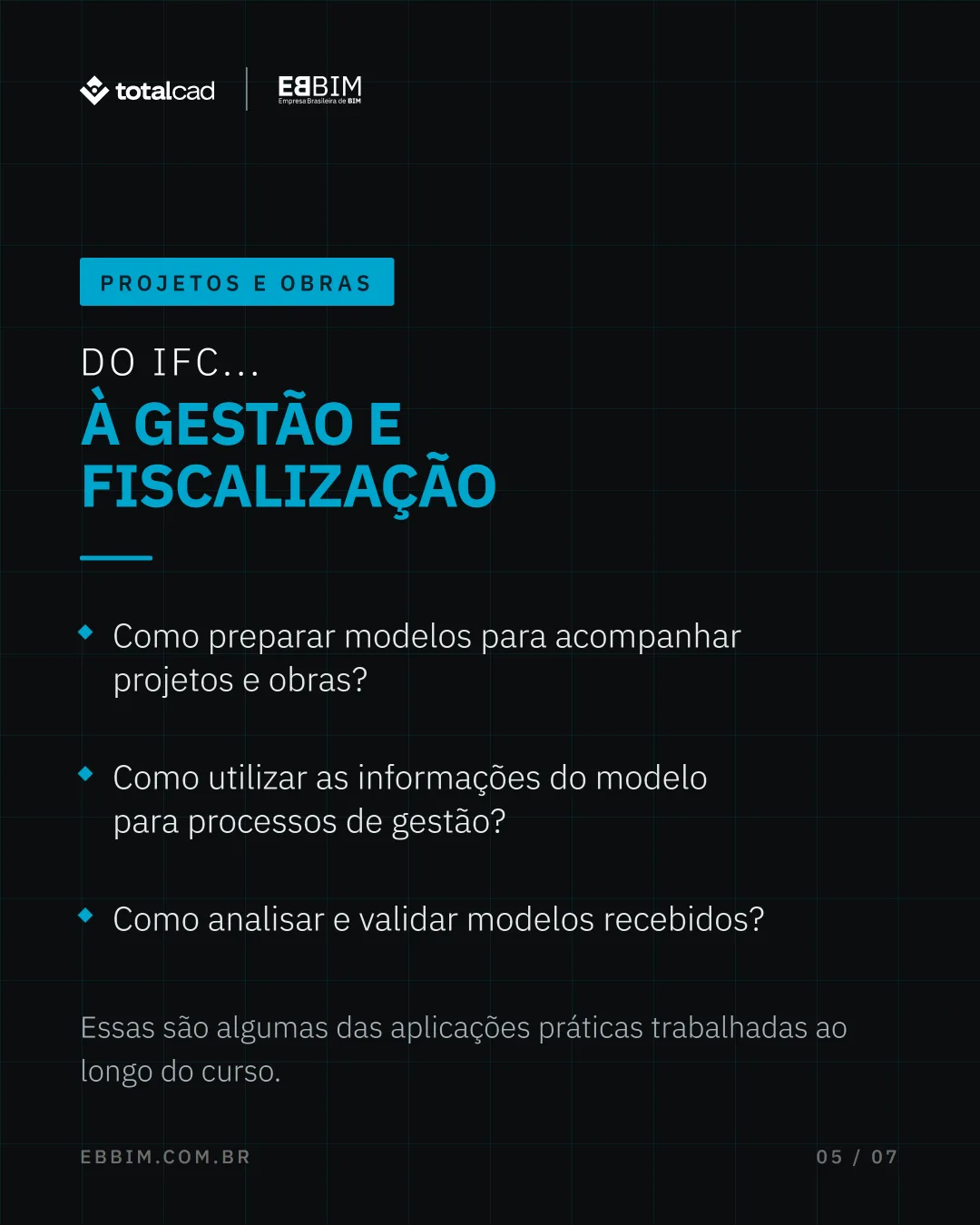 EBBIM — carrossel Curso IFC: Do arquivo à gestão