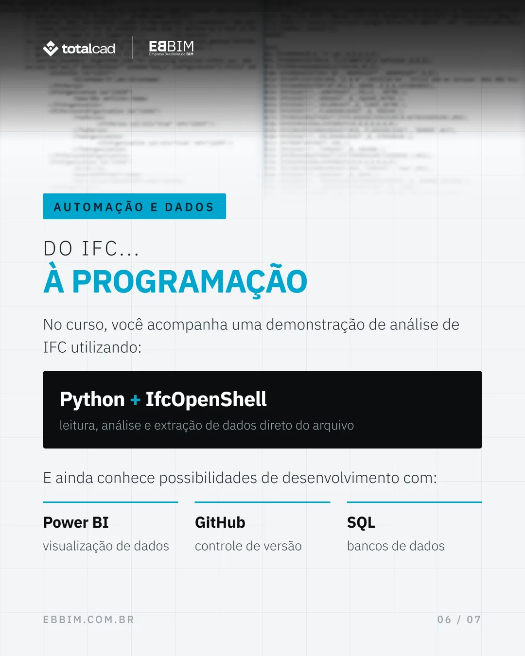 EBBIM — carrossel Curso IFC: Do arquivo à gestão