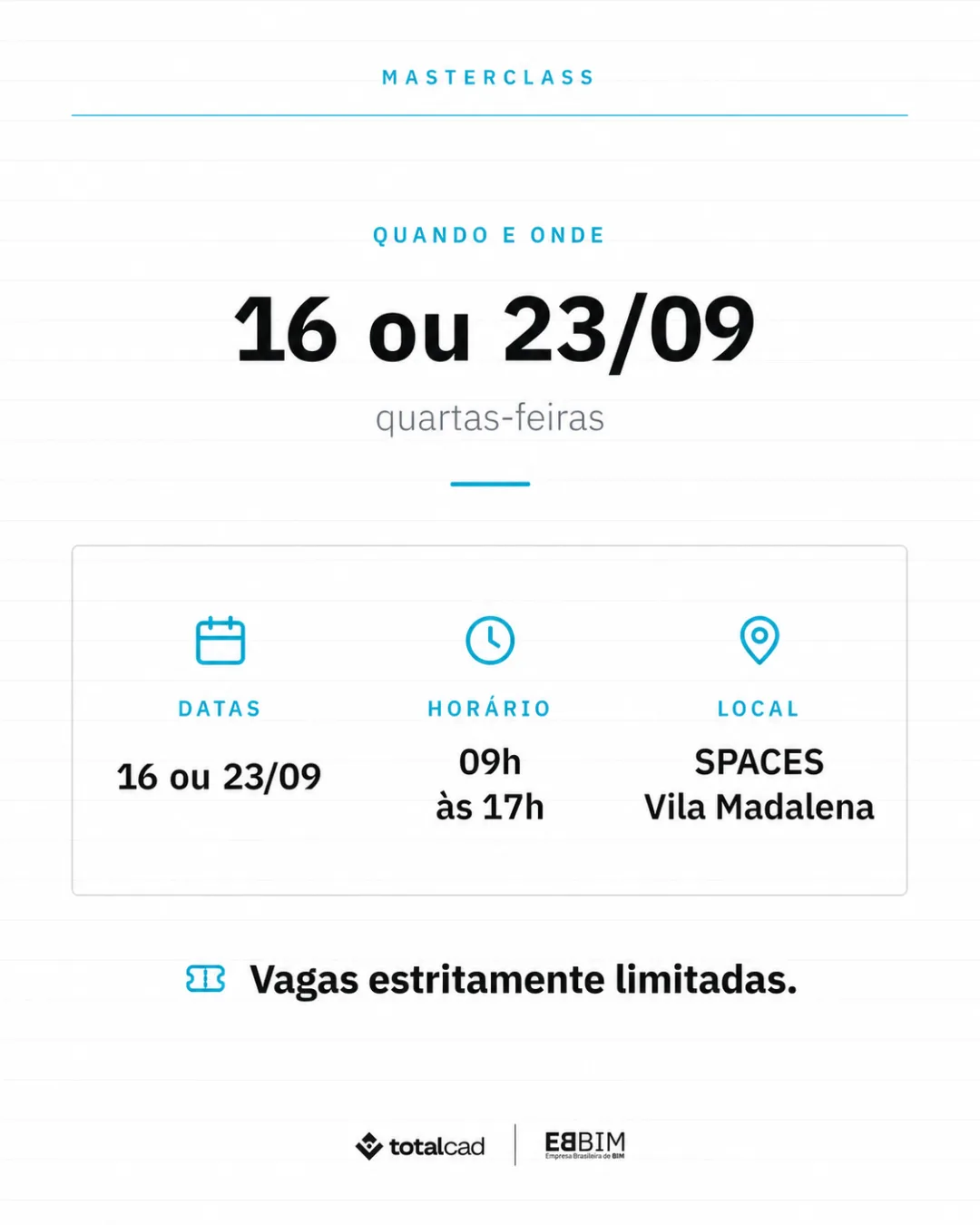 EBBIM — carrossel Masterclass de quantitativos em BIM