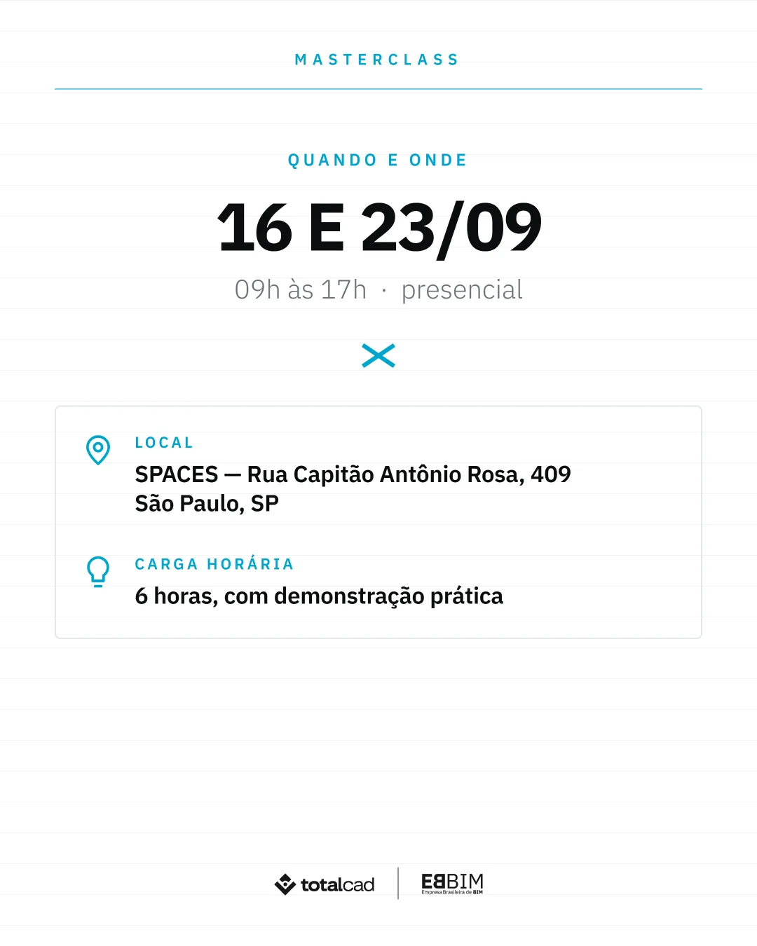 EBBIM — carrossel Masterclass presencial