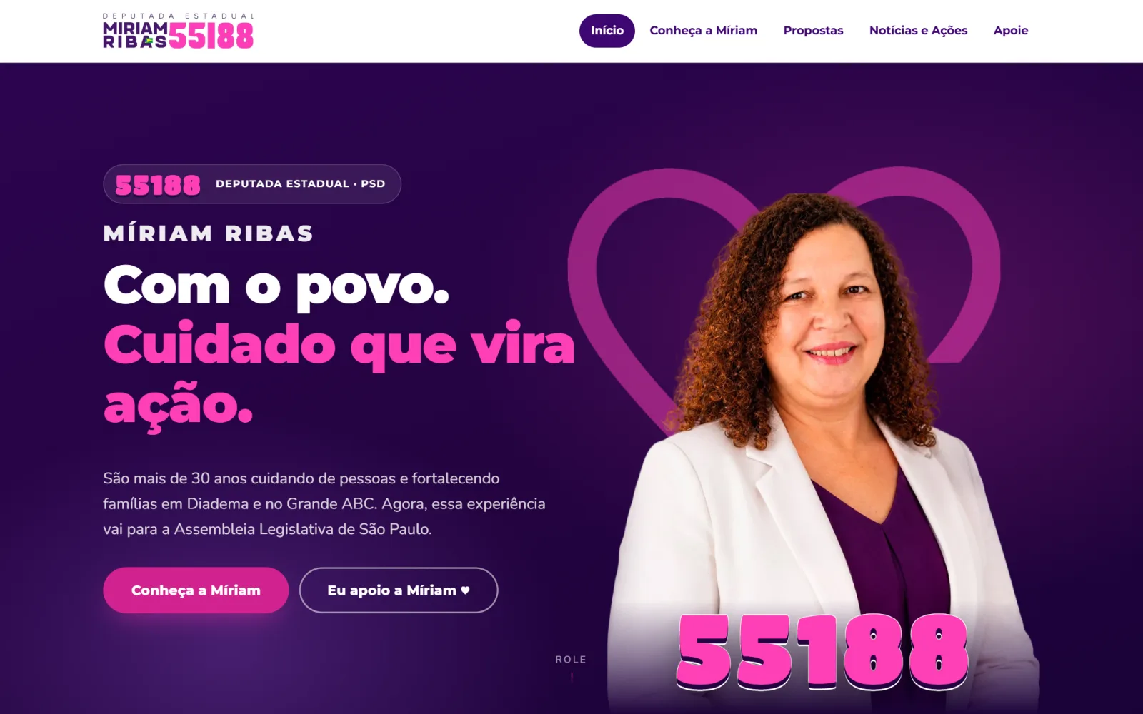 Página inicial do site miriamribas.com.br