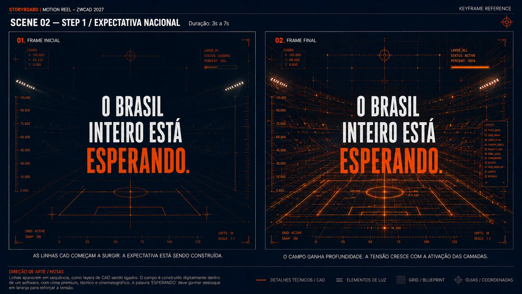 ZWCAD Convocação — board de storyboard e direção de arte